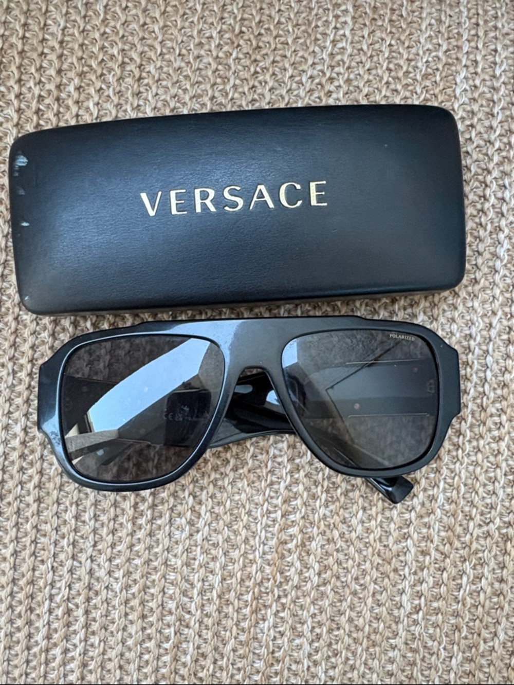 Versace Black Unisex Mens or females Shield-Style Sunglasses